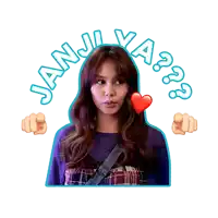 a sticker of a woman with a heart and the words janji ya