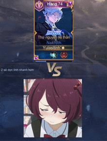 a screenshot of a video game shows a girl with her eyes closed and the number 74 on the top