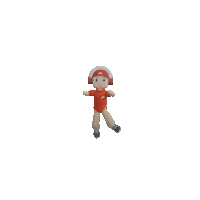 a cartoon character is doing a handstand with a smiley face on his head