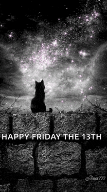 Black Cat Happy Friday The 13th GIF - Black Cat Happy Friday The 13th Black Cat Friday The 13th GIFs