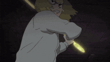 a cartoon character is holding a glowing object