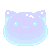 a pixel art drawing of a purple and blue cat .