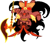 a cartoon drawing of a monster with a sword and a crown