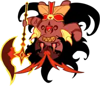 a cartoon drawing of a monster with a sword and a crown