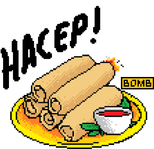 Spring Rolls With With Caption Amazing In Indonesian Sticker - Tukang Bubur Naik Nintendo Hacep Bomb Stickers