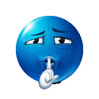 a blue smiley face is making a shhh sign
