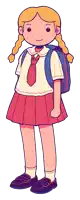 a cartoon drawing of a girl wearing a school uniform and tie