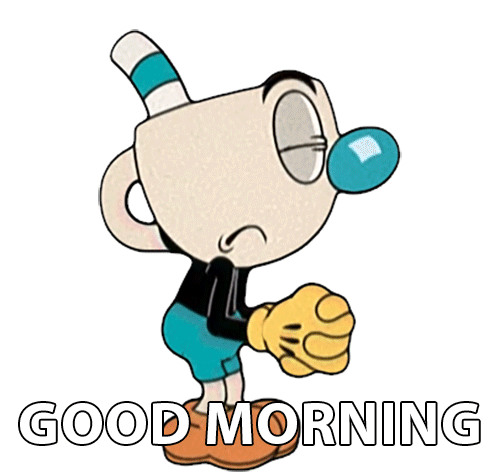 Good Morning Mugman Sticker - Good Morning Mugman The Cuphead Show Stickers