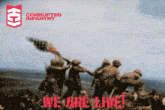 a poster for the corrupted infantry shows soldiers holding a flag