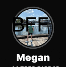a picture of a person standing on a pier with the name megan