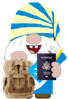Animated Gnome Leaving On A Jet Plane Sticker - Animated Gnome Leaving On A Jet Plane Vacation Stickers