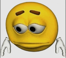 a cartoon smiley face with a sad look on its face and arms .
