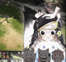a girl wearing a beret and glasses is holding a stuffed animal in her hands .