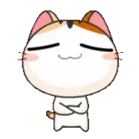 a cartoon calico cat with its eyes closed