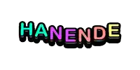 the word hanende is written in a colorful font