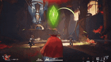 a screenshot of a video game with a green sphere surrounding a person