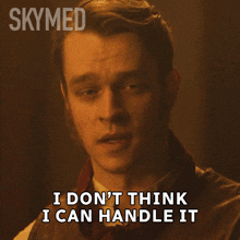 a man with a scarf around his neck says i don 't think i can handle it