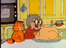 Garfield Thanksgiving GIF - Garfield Thanksgiving Carving Turkey GIFs