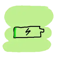 a drawing of a green battery with the number 100 written on it