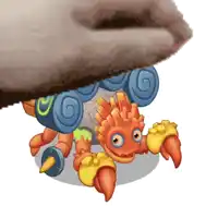 a cartoon crab with a swirl on it 's shell