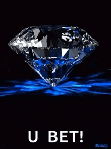 a diamond on a black background with the words u bet below it