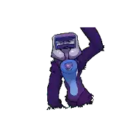 a pixel art drawing of a gorilla with a razor in its mouth