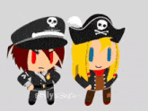 a couple of cartoon characters standing next to each other with the name mollyatnyk on the bottom