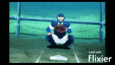 a cartoon of a baseball catcher is made with flixier software
