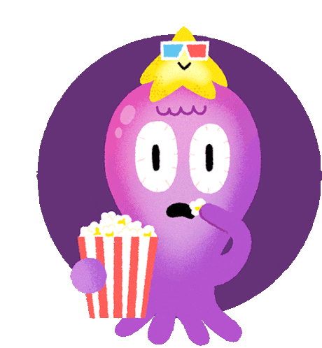 Octopus And Stafish Watching Movie Sticker - Funder The Sea Octopus Purple  - Discover & Share GIFs