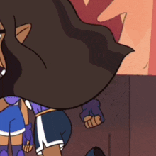 two cartoon characters are standing next to each other and one of them has a tear in her eye
