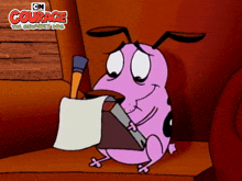 Taking Down Notes Courage GIF - Taking Down Notes Courage Courage The Cowardly Dog GIFs