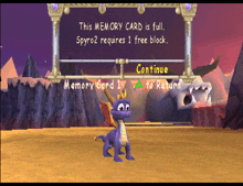 a screenshot of a video game that says " this memory card is full "