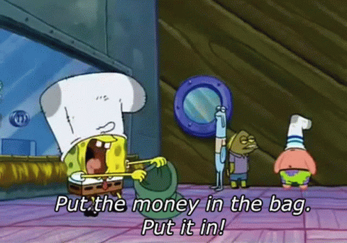 Spongebob Money In The Bag GIF - Spongebob Money In The Bag - GIF を見つけて共有する