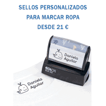 a person is stamping a shirt with the name daniela sanchez