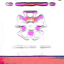 a drawing of a flower with pink and yellow spots on it