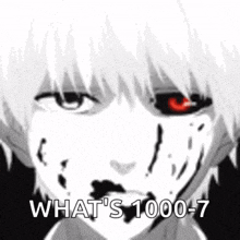 a black and white drawing of a person with blood on their face .