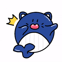 cat whale cute blue shocked