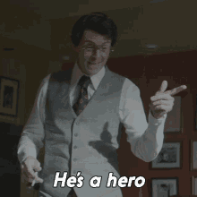Hes A Hero Robert Evans GIF - Hes A Hero Robert Evans Matthew Goode GIFs