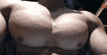 a close up of a man 's chest with a lot of muscle
