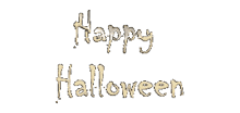 the words happy halloween are written in orange letters on a white background