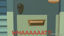 a nickelodeon advertisement with a cartoon character behind a door