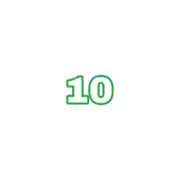 the number 10 is written in green letters on a white background
