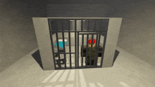 a man in a red hat sits behind bars in a jail cell