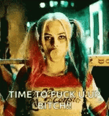 Time To Fuck You Up Bitch Bubble Gum GIF - Time To Fuck You Up Bitch Bubble Gum Harley Quinn GIFs