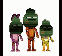 a group of five nights at freddy 's characters are standing next to each other
