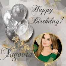 a birthday card for yagoua with balloons and a picture