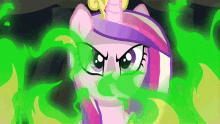 mlp my little pony princess cadance green flames grin