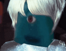a close up of a person 's face with one eye