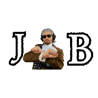a man is covering his face with his hands and the letters jb are above him