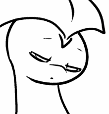 a black and white drawing of a cartoon character making a face